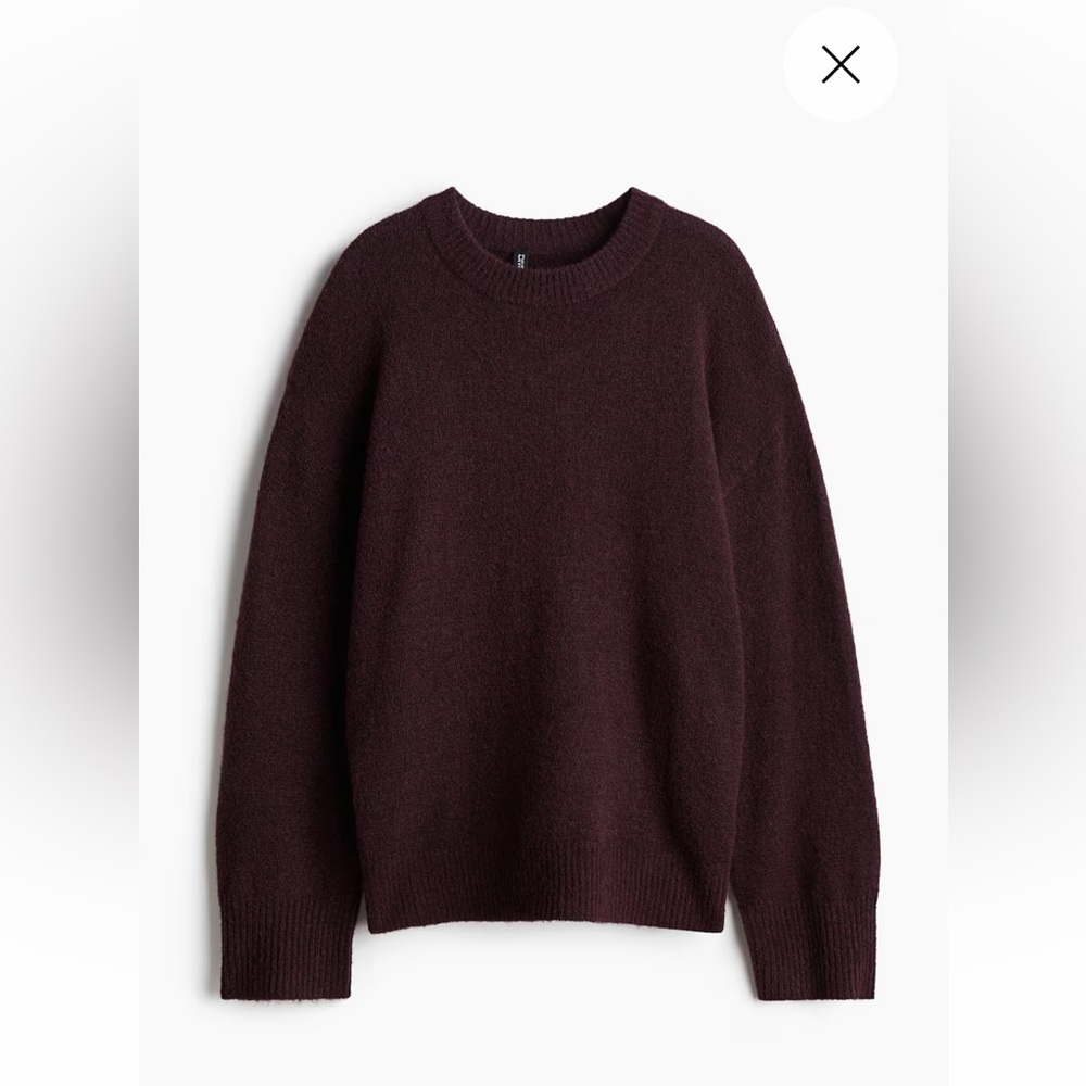 H&M Oversized Crewneck Burgundy Sweater
